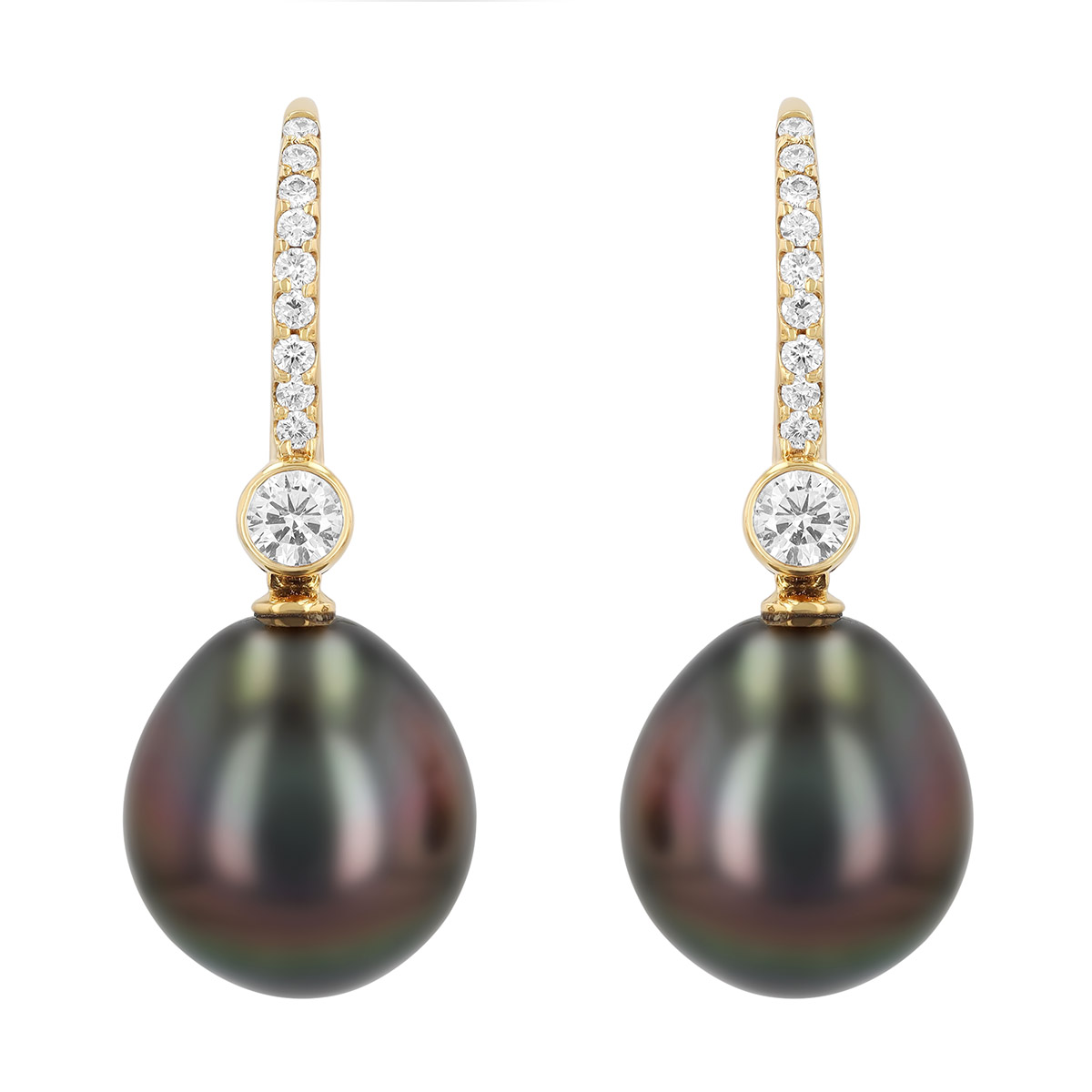 TARA Pearls Tahitian South Sea Cultured Pearl & Diamond Drop Earrings in Yellow Gold