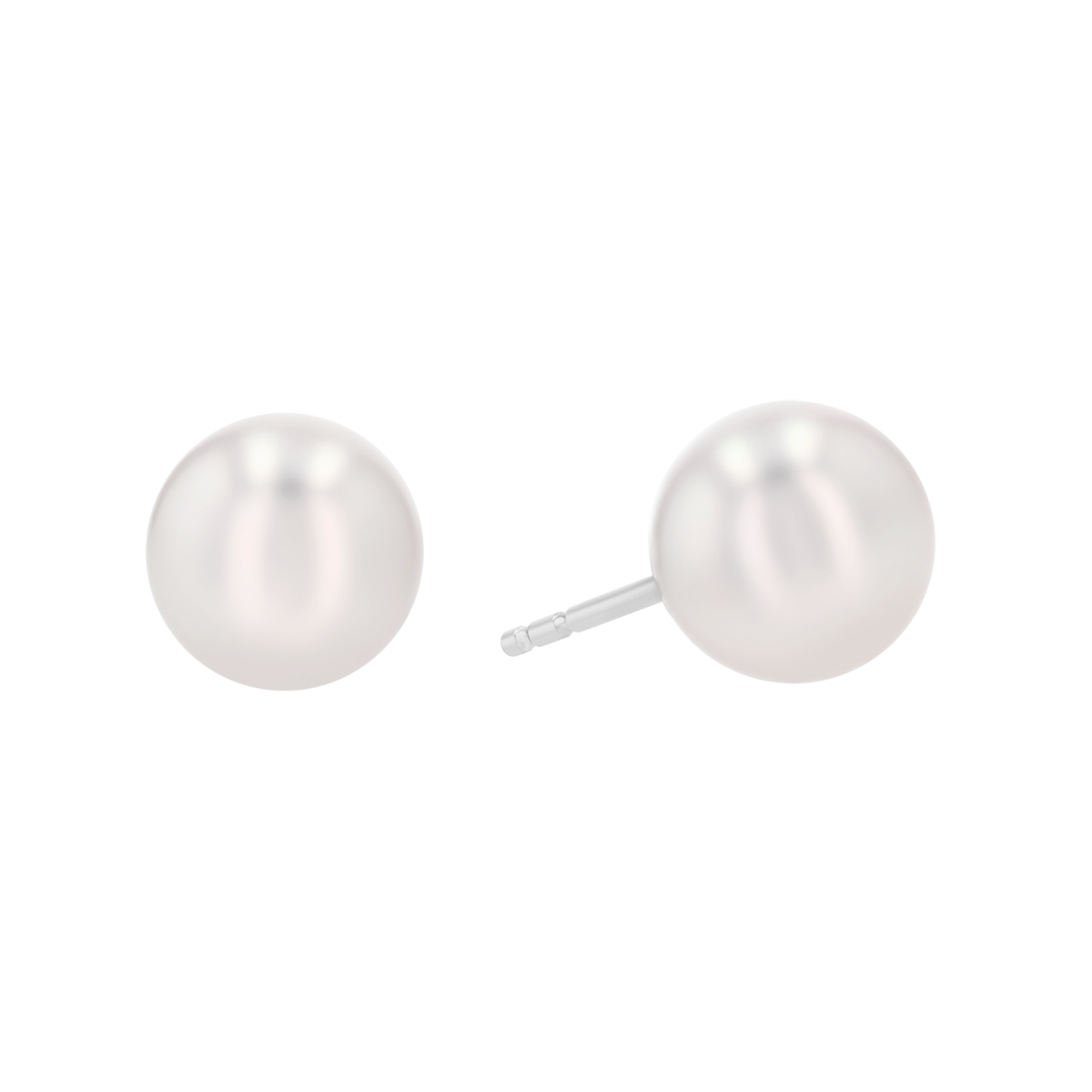 White Cultured Pearl Stud Earrings in White Gold, 8-8.5 mm