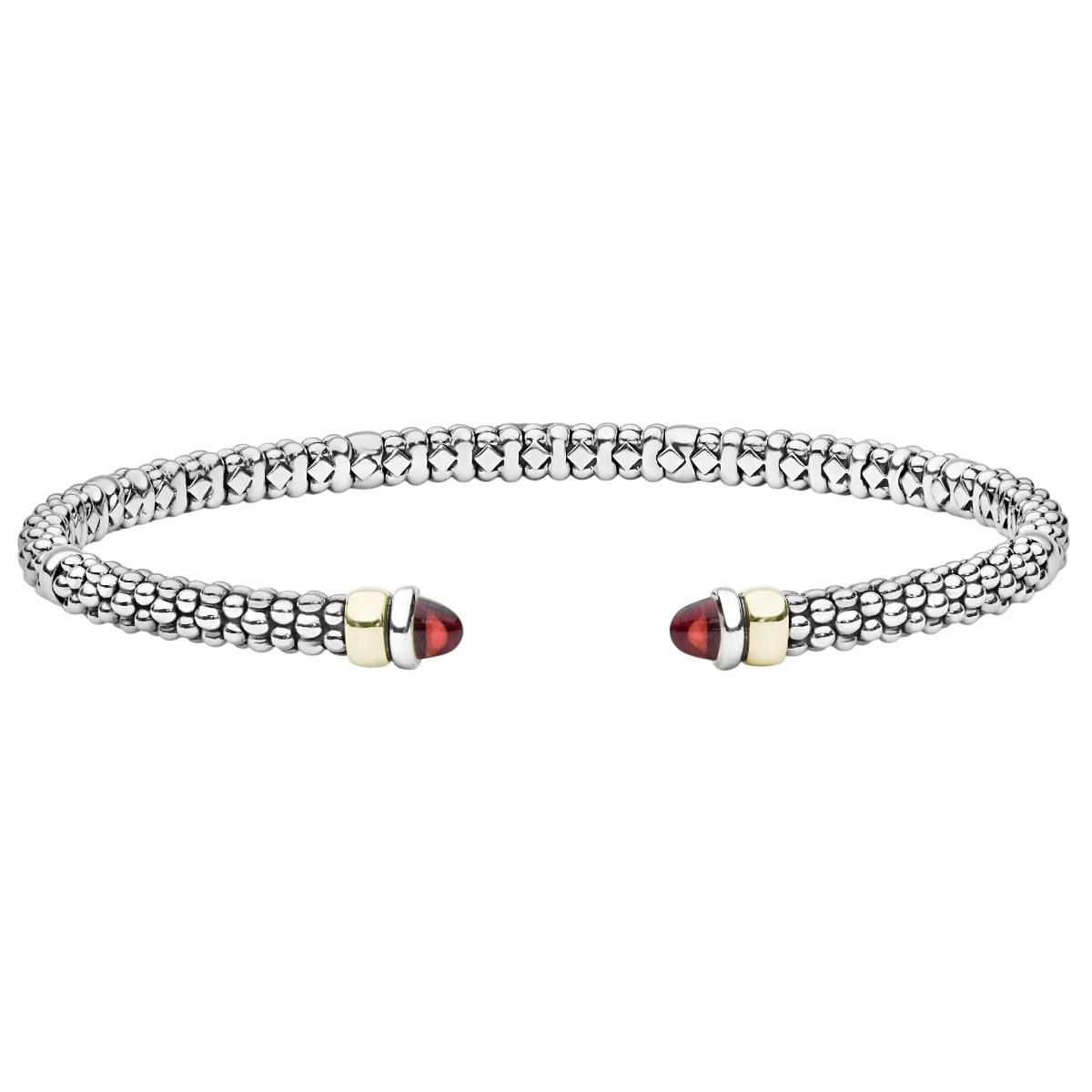LAGOS Signature Caviar Two-Tone Garnet Mini Versa Torque Bracelet, 3 mm, Size S