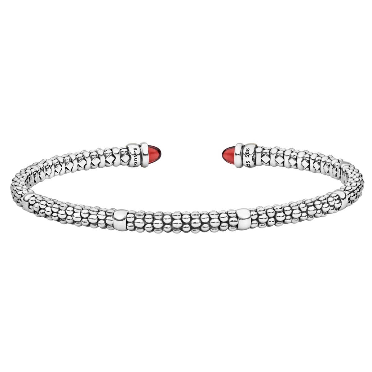 LAGOS Signature Caviar Two-Tone Garnet Mini Versa Torque Bracelet, 3 mm, Size S