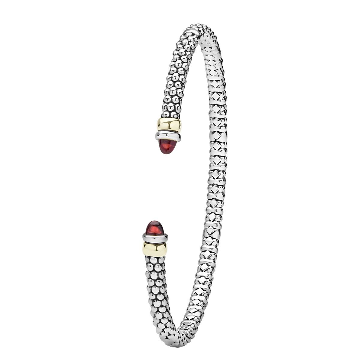 LAGOS Signature Caviar Two-Tone Garnet Mini Versa Torque Bracelet, 3 mm, Size M