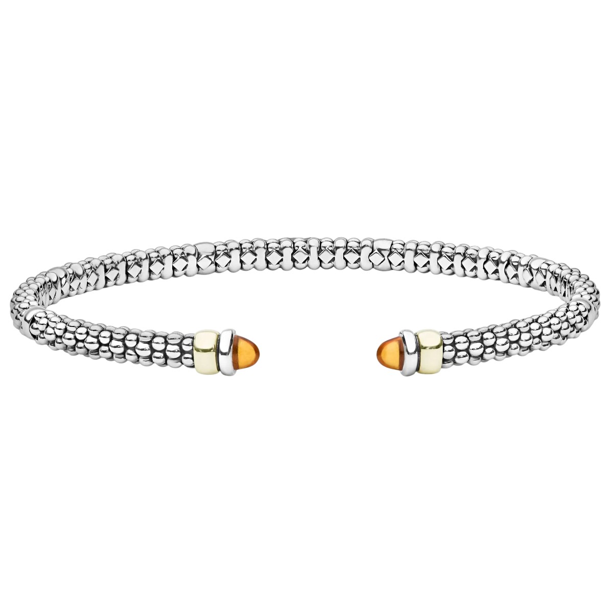 LAGOS Signature Caviar Two-Tone Citrine Mini Versa Torque Bracelet, 3 mm, Size S