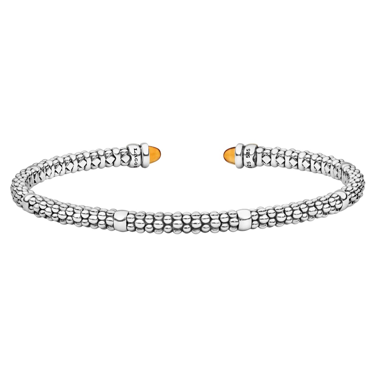 LAGOS Signature Caviar Two-Tone Citrine Mini Versa Torque Bracelet, 3 mm, Size S