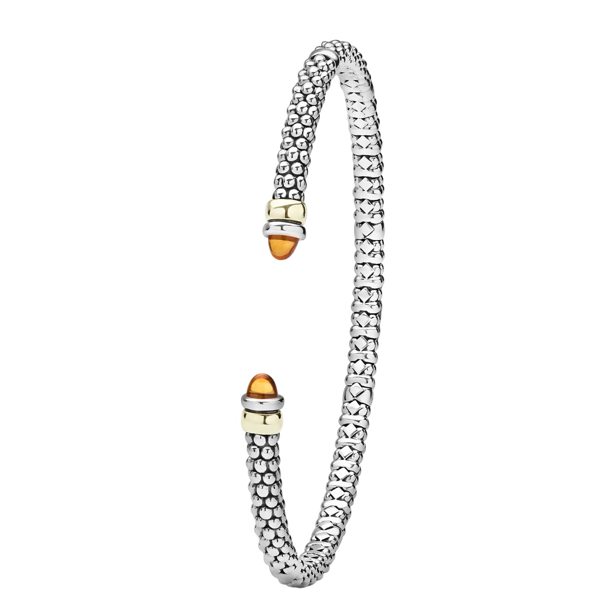 LAGOS Signature Caviar Two-Tone Citrine Mini Versa Torque Bracelet, 3 mm, Size M