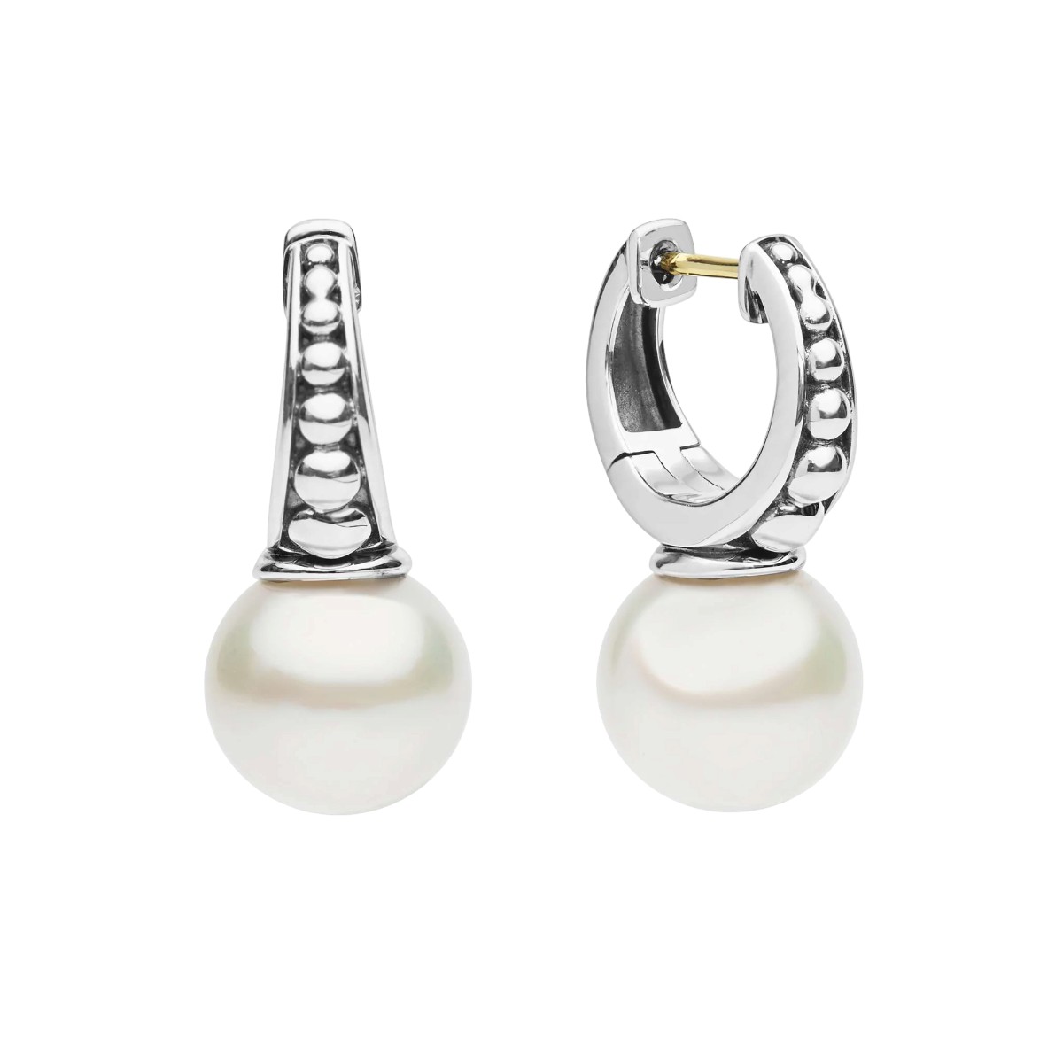 LAGOS Luna Sterling Silver Pearl Drop Huggie Earrings, 14 x 6 mm
