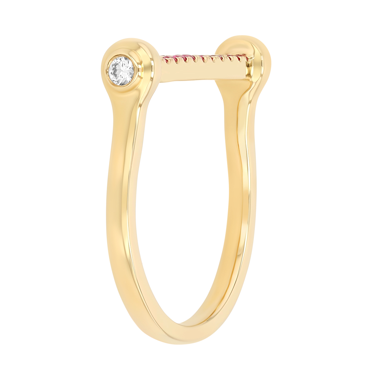 Ruby Pavé Bar Ring in Yellow Gold