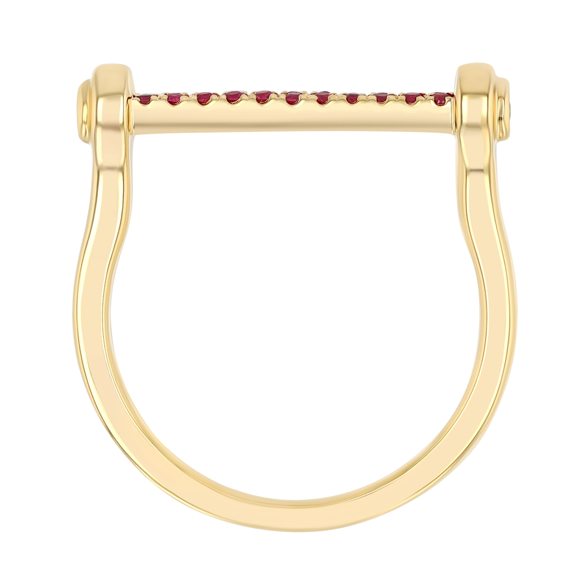 Ruby Pavé Bar Ring in Yellow Gold