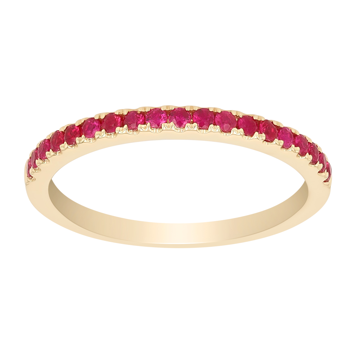Round Ruby Stacking Ring in Yellow Gold