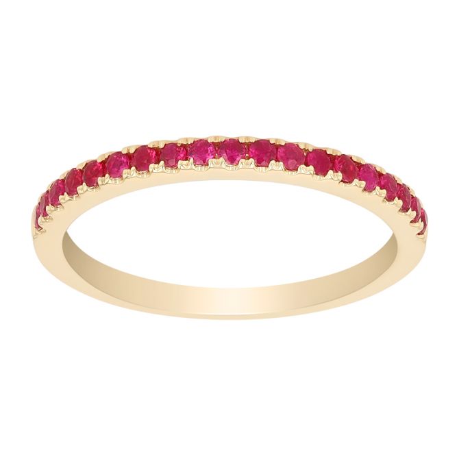 Round Ruby Stacking Ring in Yellow Gold