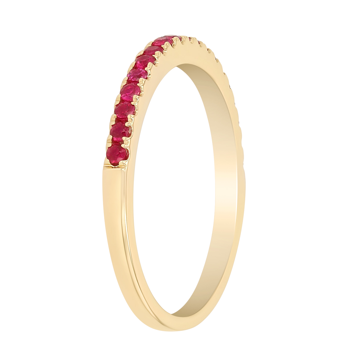 Round Ruby Stacking Ring in Yellow Gold