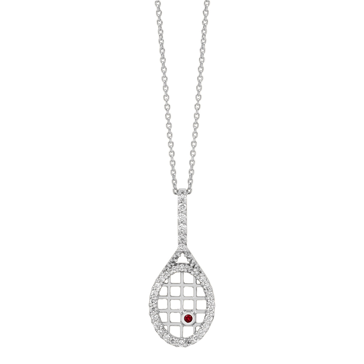 Roberto Coin Tiny Treasures Diamond Tennis Racket Pendant in White Gold, 18