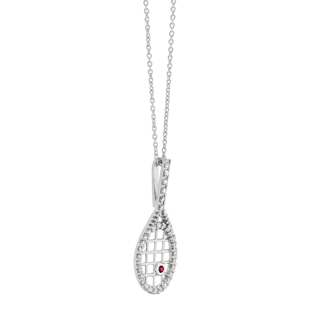 Roberto Coin Tiny Treasures Diamond Tennis Racket Pendant in White Gold, 18