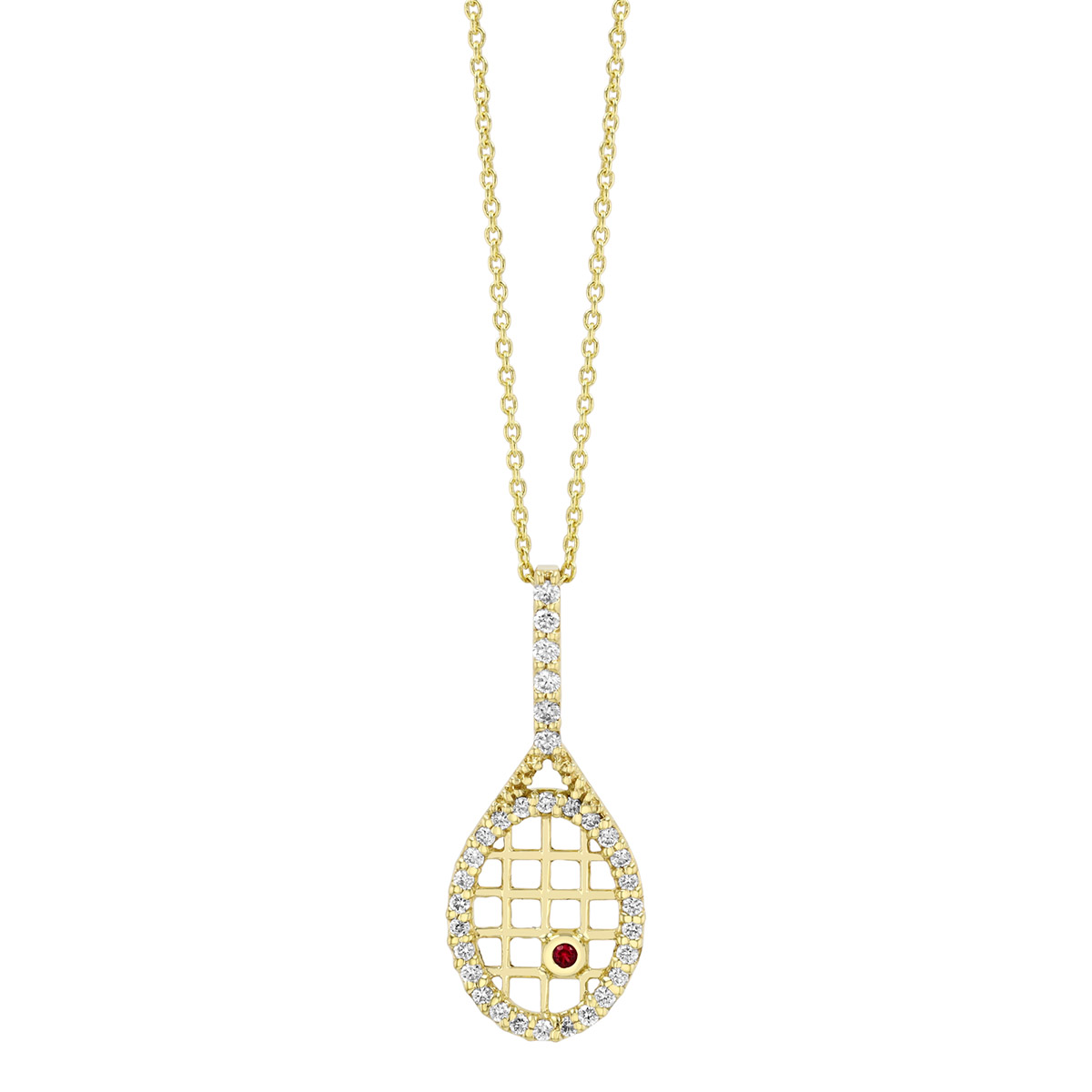 Roberto Coin Tiny Treasures Diamond Tennis Racket Pendant in Yellow Gold, 18