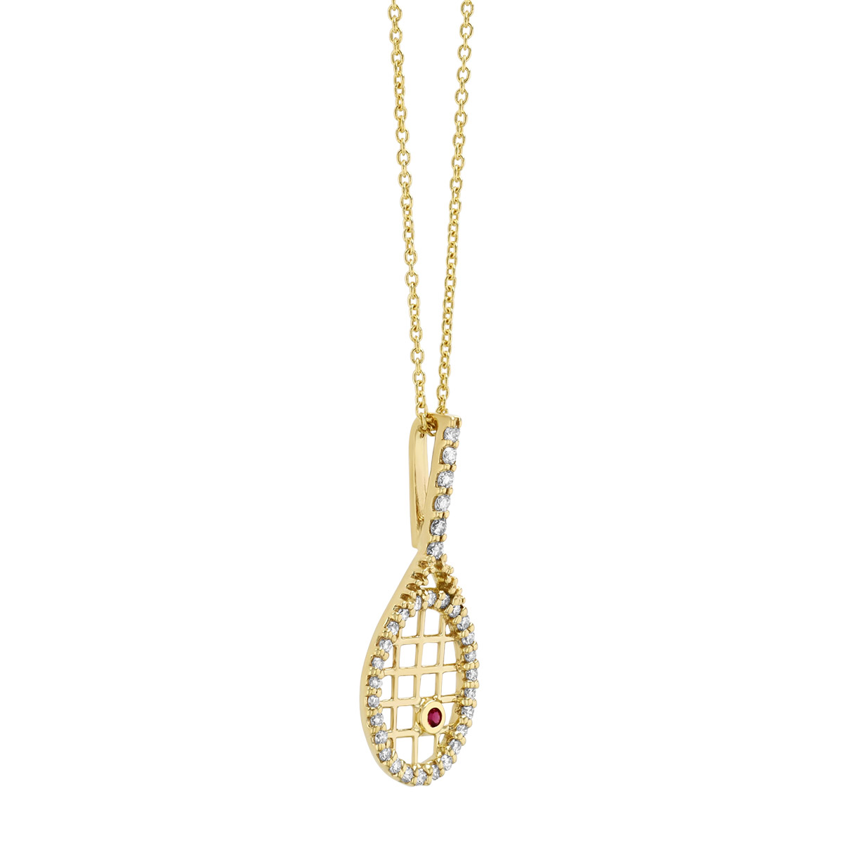 Roberto Coin Tiny Treasures Diamond Tennis Racket Pendant in Yellow Gold, 18
