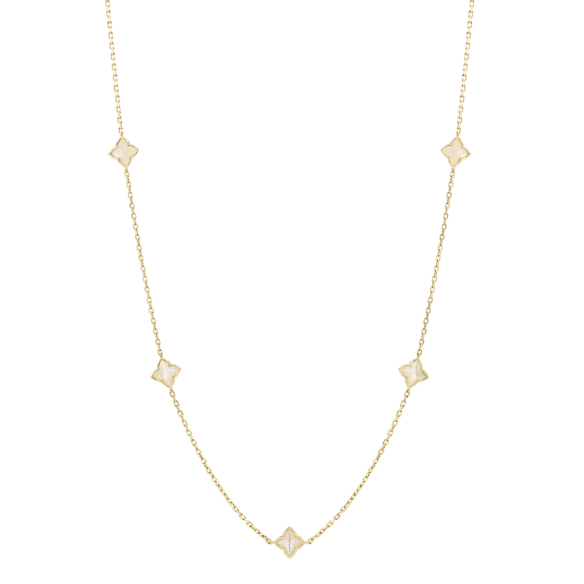 Roberto Coin Venetian Princess Mother of Pearl Flower Station Necklace in Yellow Gold, 36