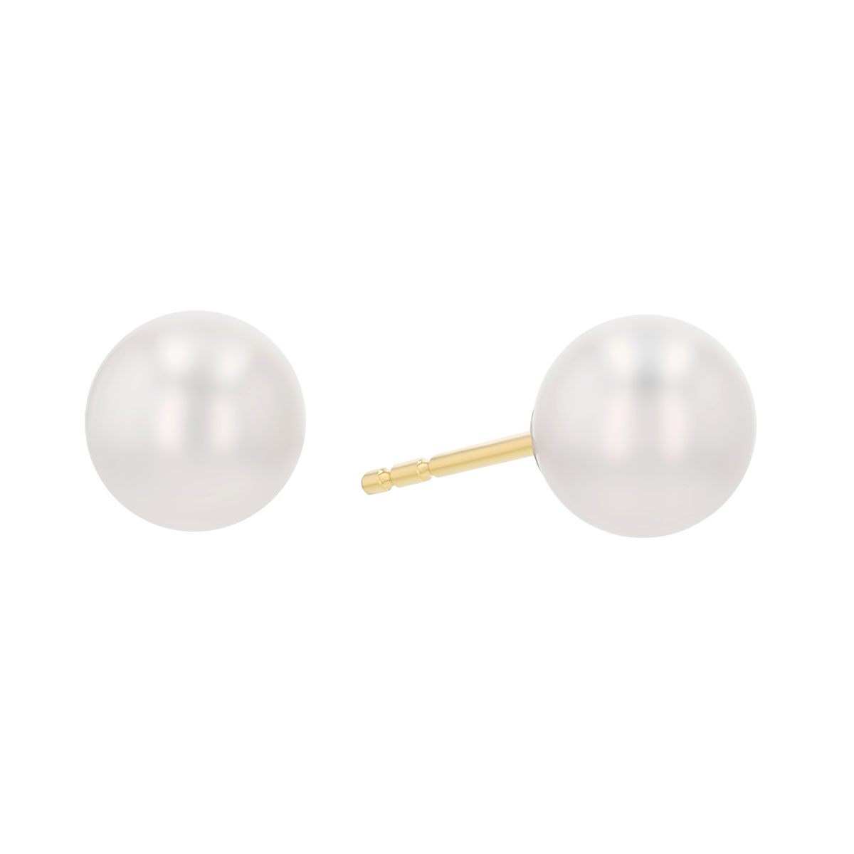 TARA Pearls Cultured Pearl Stud Earrings in Yellow Gold, 7-7.5 mm