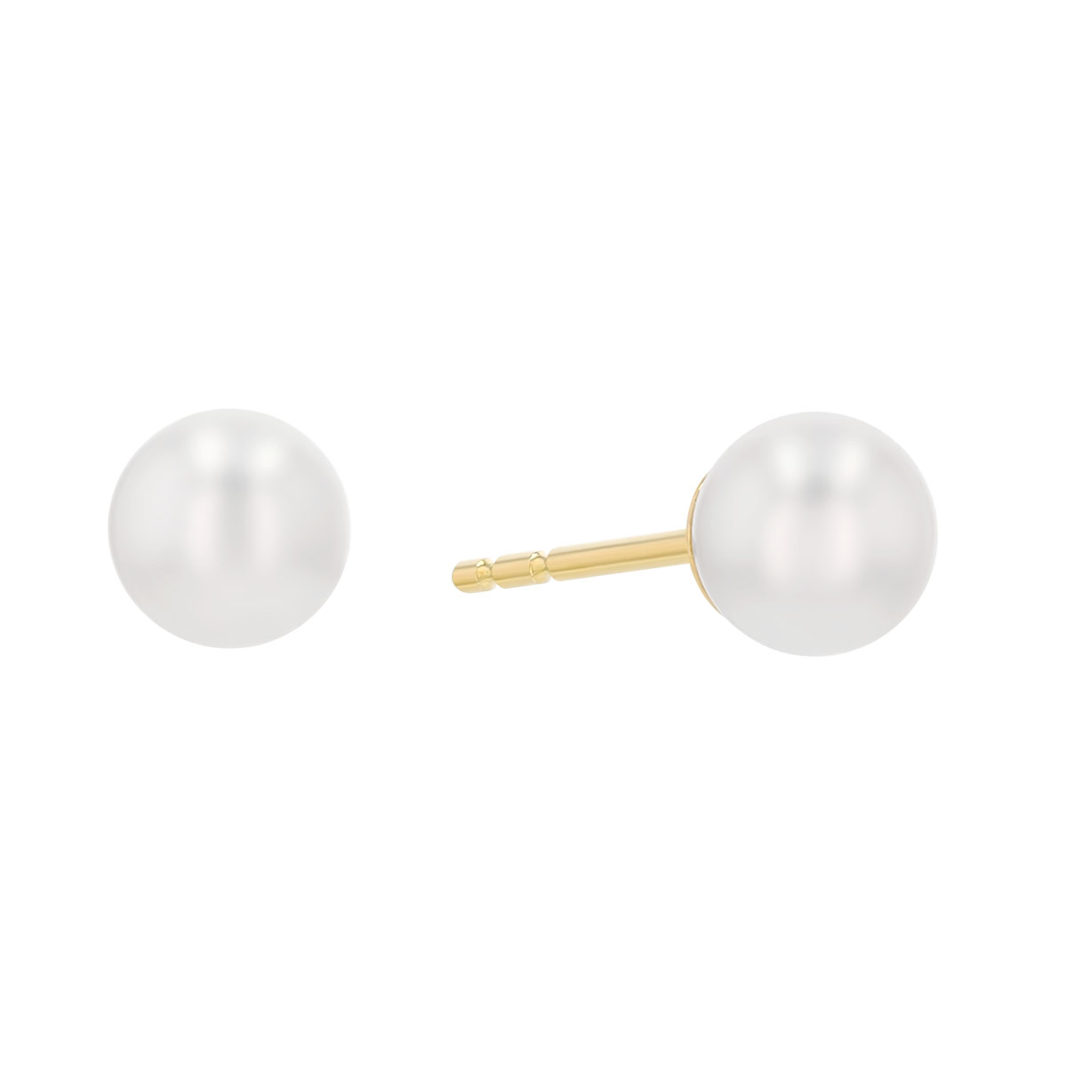 TARA Pearls Cultured Pearl Stud Earrings in Yellow Gold, 5-5.5 mm