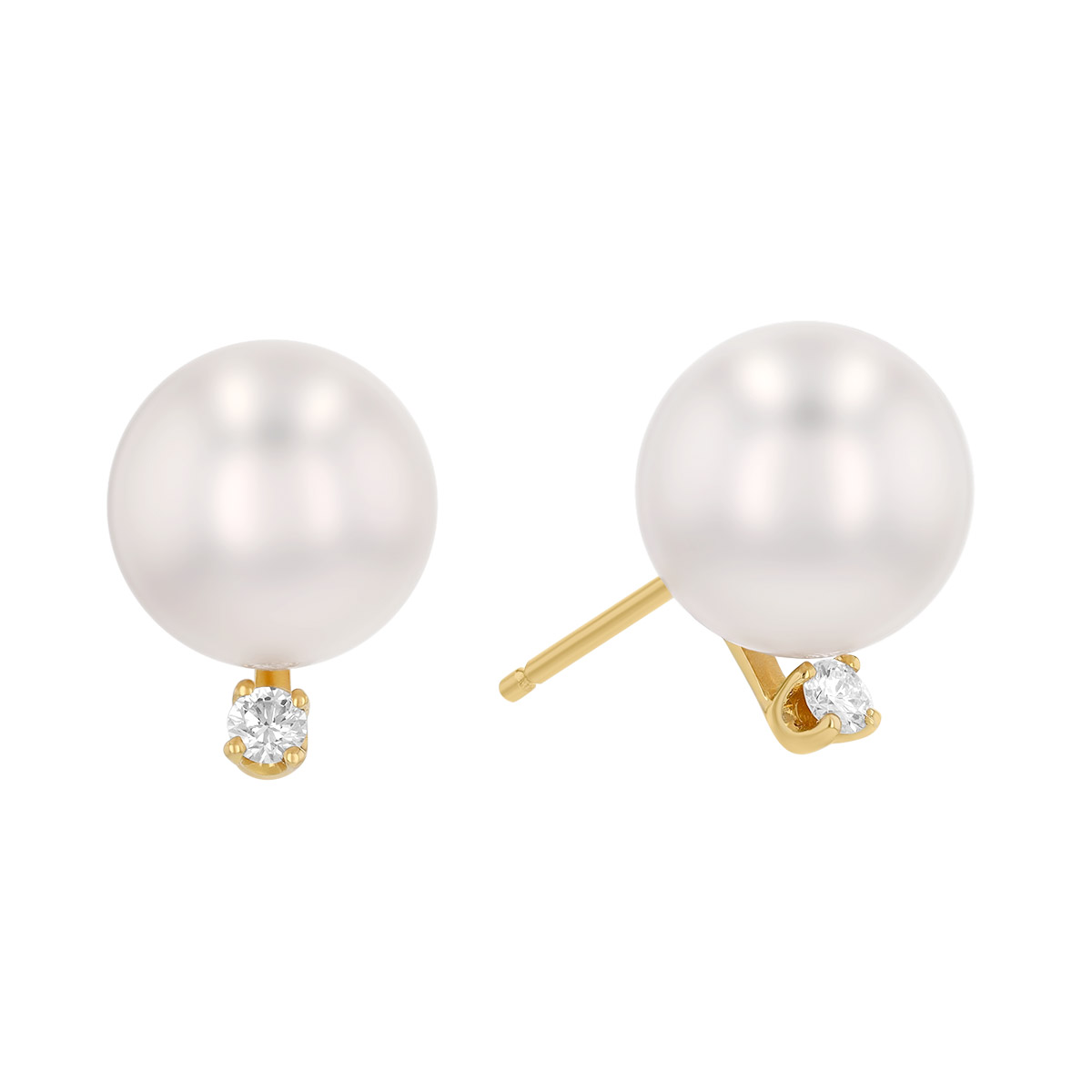 TARA Pearls Cultured Pearl Strand & Stud Earrings with Diamonds in Yellow Gold, 17.5