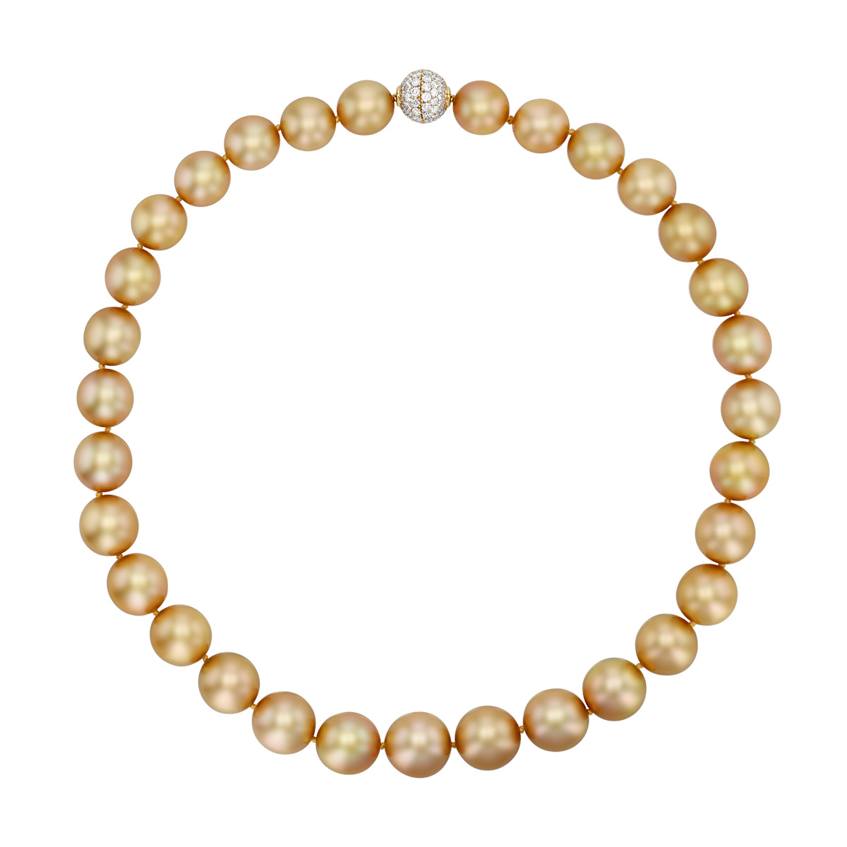 TARA Pearls Golden South Sea Cultured Pearl & Diamond Strand Necklace in Yellow Gold, 18.5