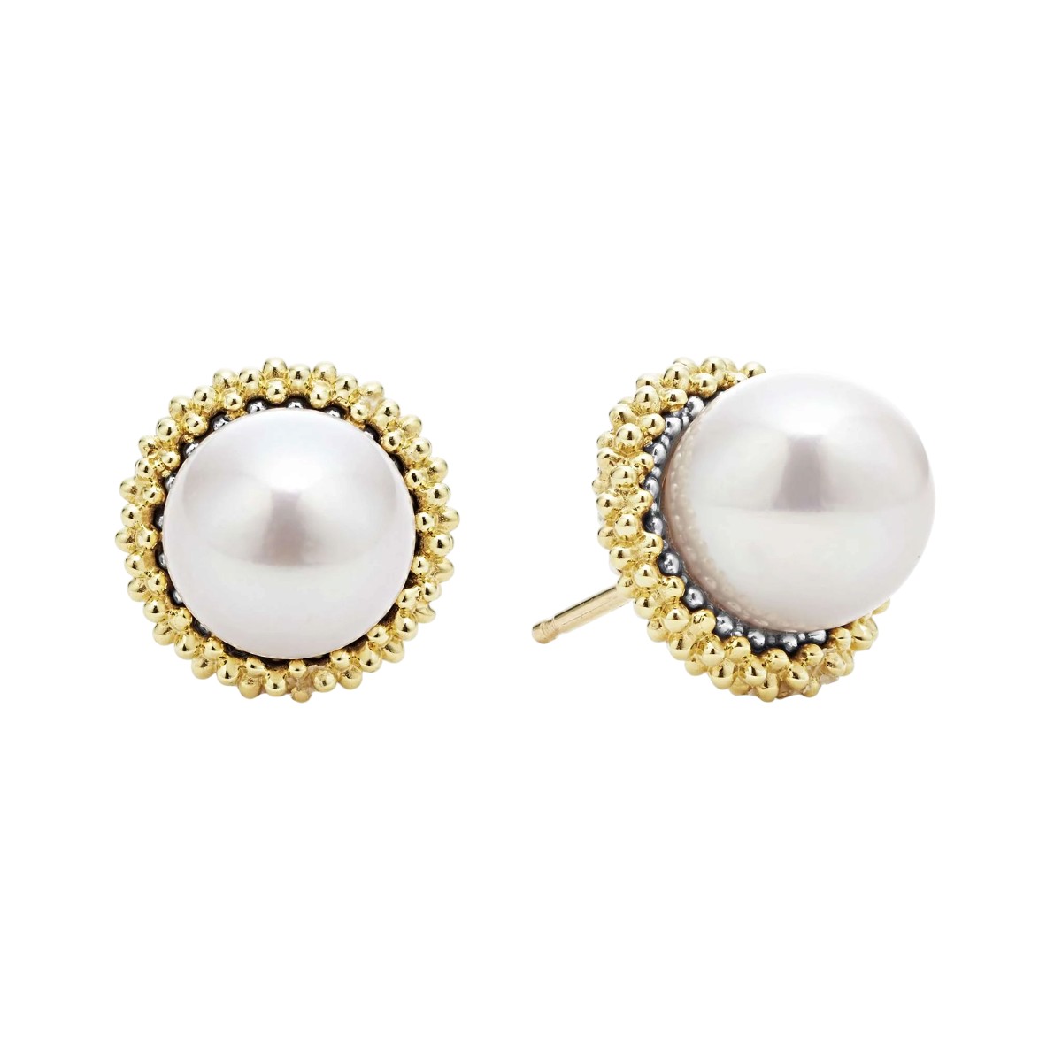 LAGOS Luna 18K Gold Caviar Pearl Stud Earrings