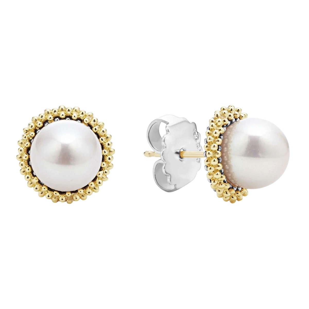LAGOS Luna 18K Gold Caviar Pearl Stud Earrings