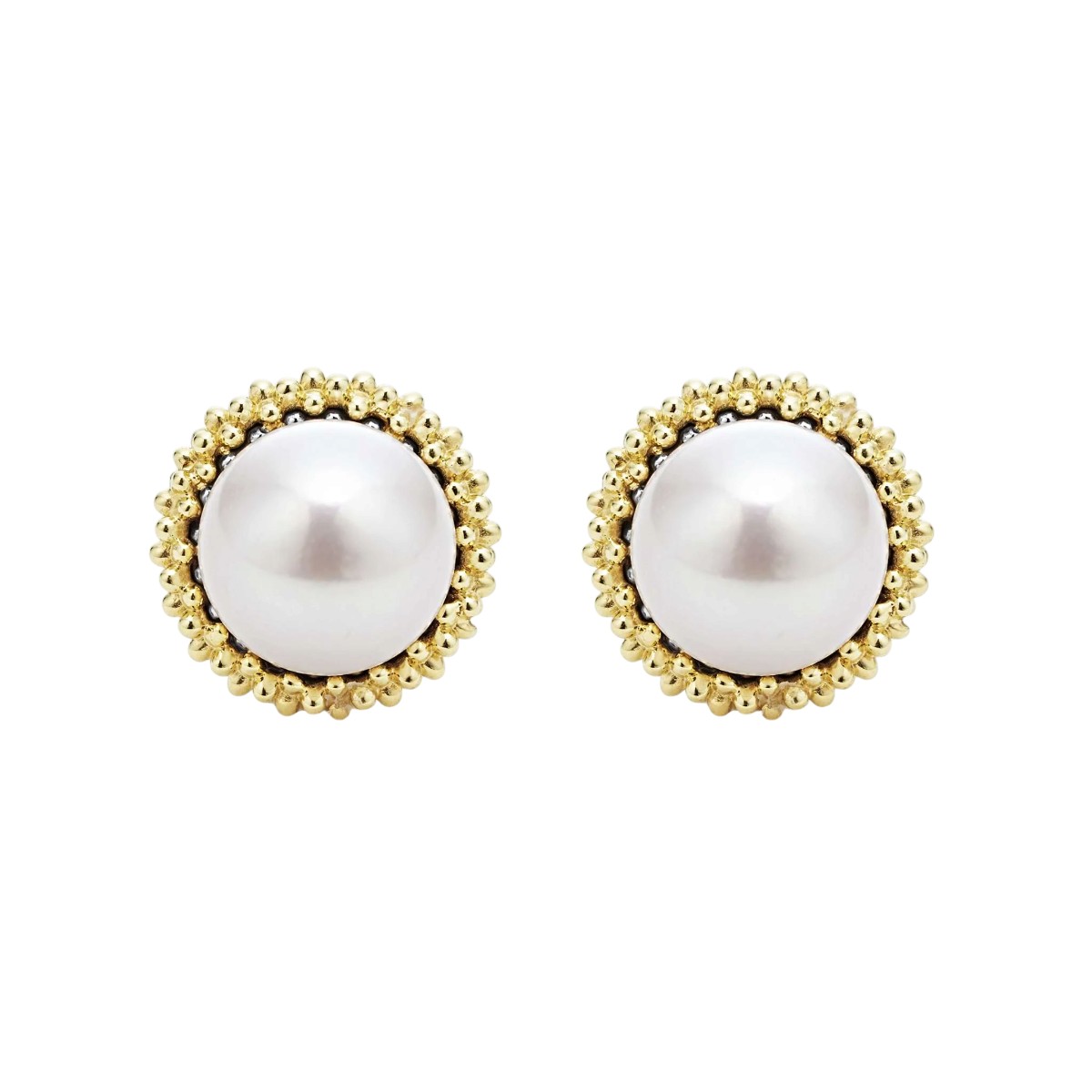 LAGOS Luna 18K Gold Caviar Pearl Stud Earrings