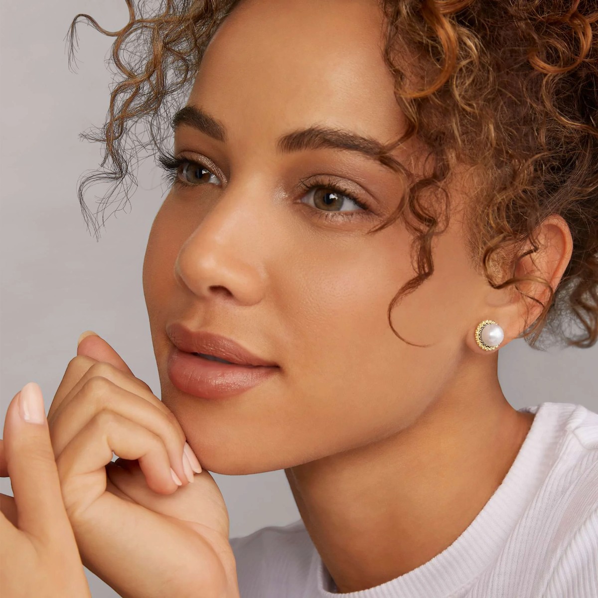 LAGOS Luna 18K Gold Caviar Pearl Stud Earrings