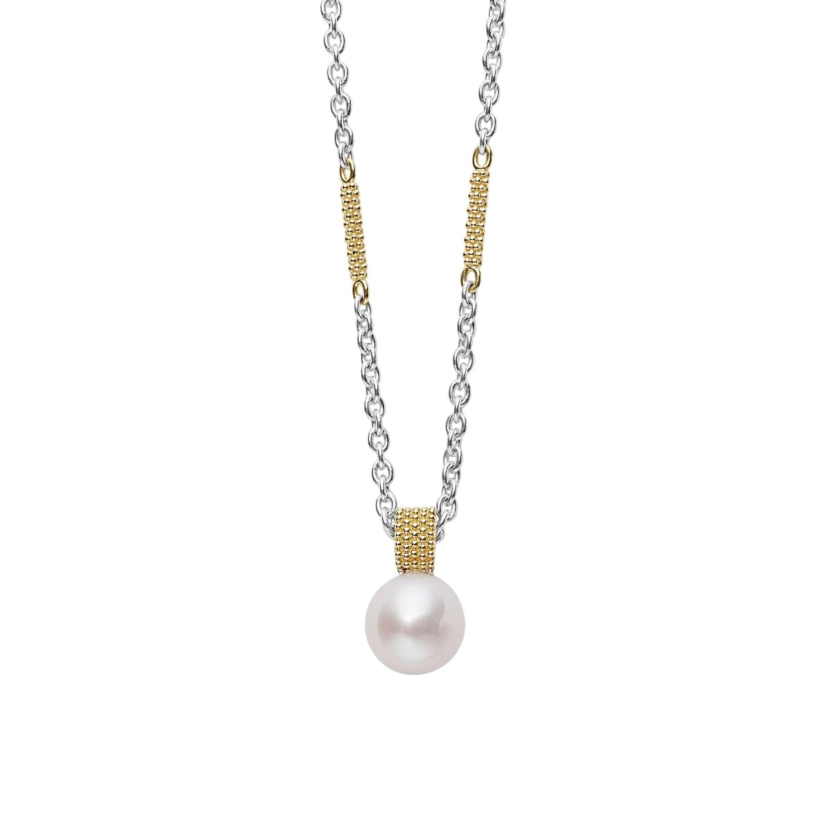 LAGOS Luna Two-Tone Pearl Pendant Necklace, 16-18
