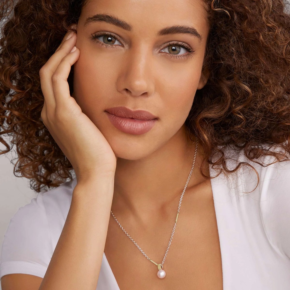 LAGOS Luna Two-Tone Pearl Pendant Necklace, 16-18