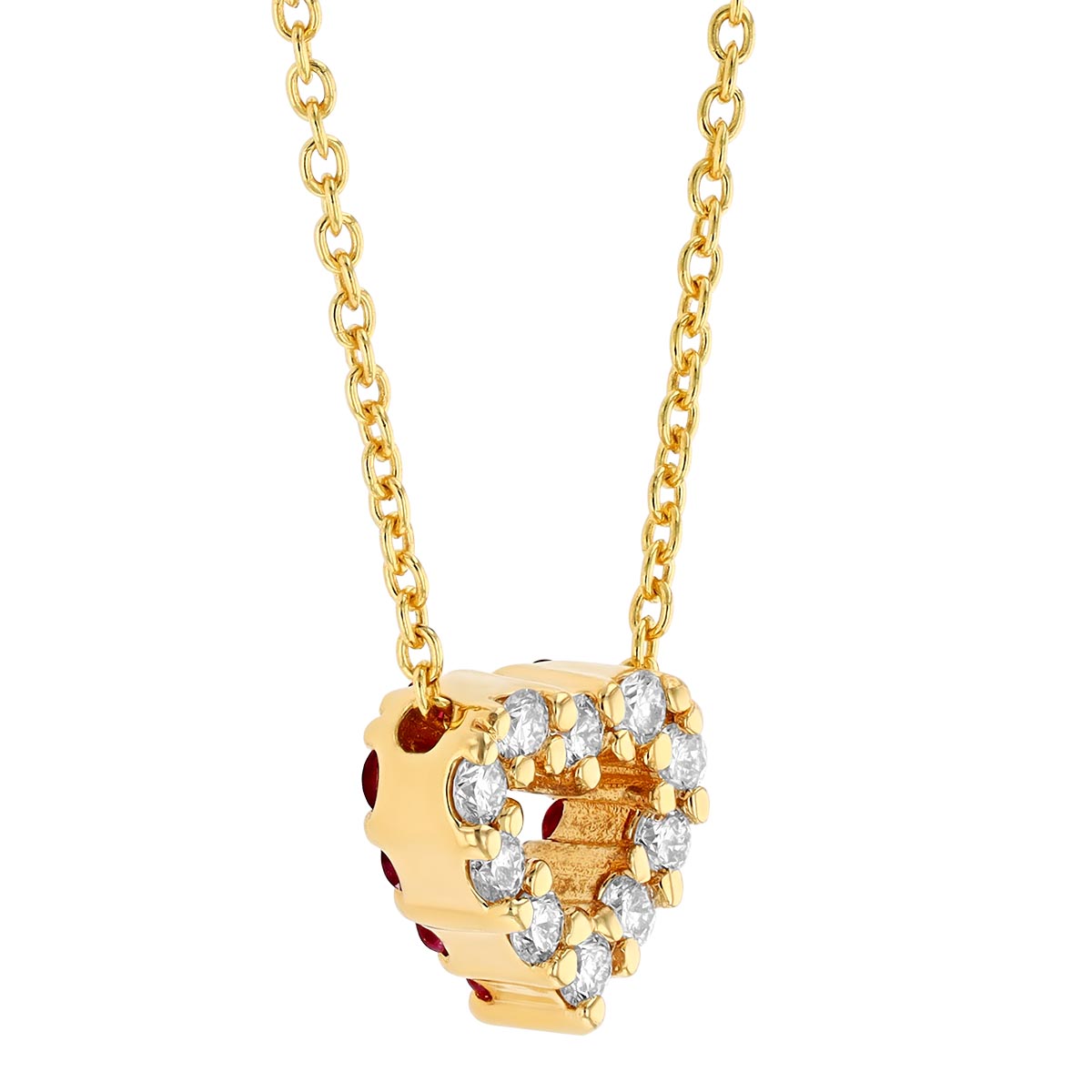 Roberto Coin Diamond & Ruby Reversible Heart Pendant in Yellow Gold, 20
