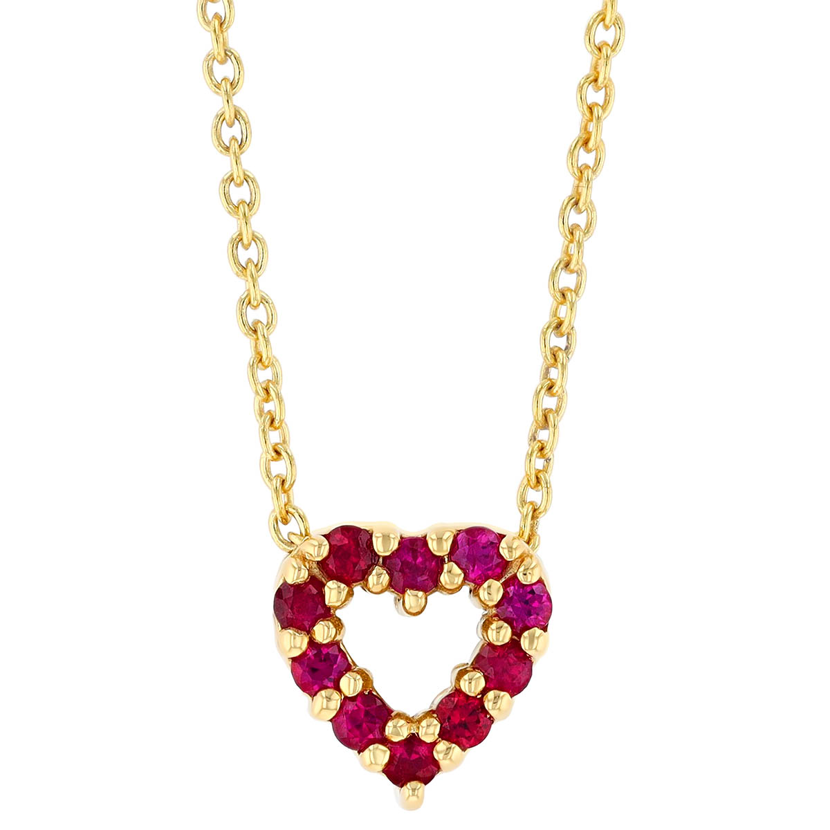 Roberto Coin Diamond & Ruby Reversible Heart Pendant in Yellow Gold, 20