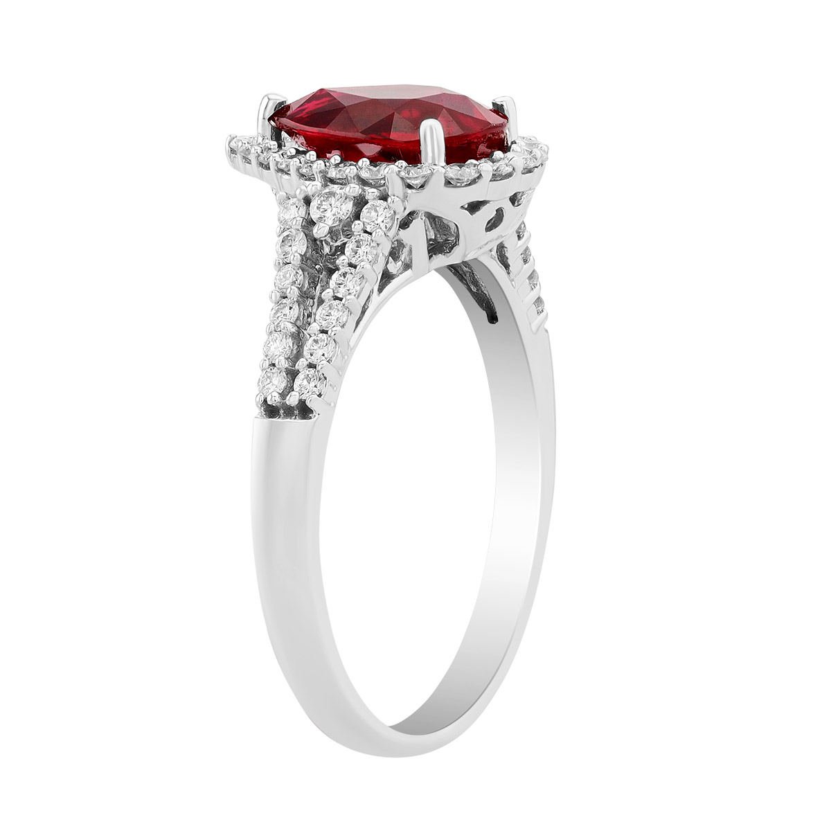 Pear Shape Ruby & Diamond Ring in White Gold