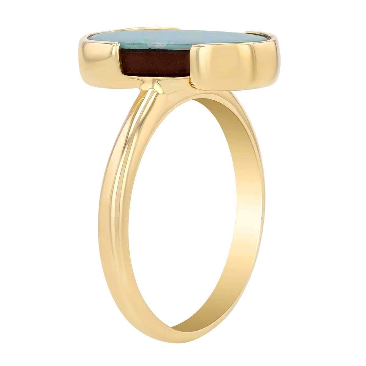 Split Bezel Set Opal Ring in Yellow Gold