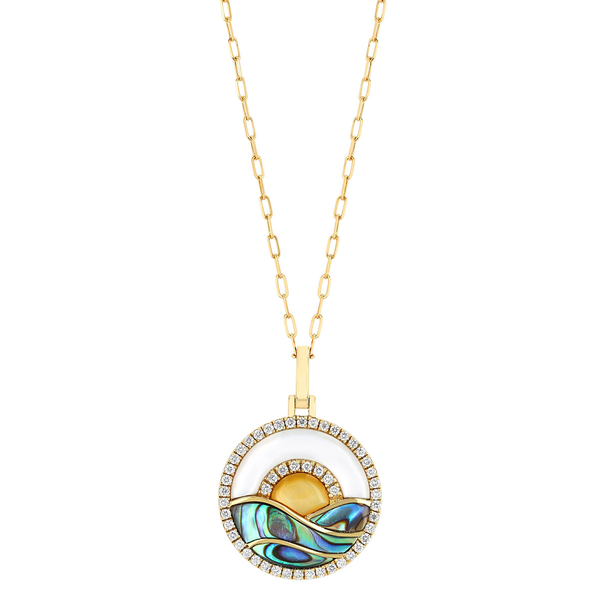 Frederic Sage Mixed Gemstone & Diamond Sunset Pendant in Yellow Gold, 18