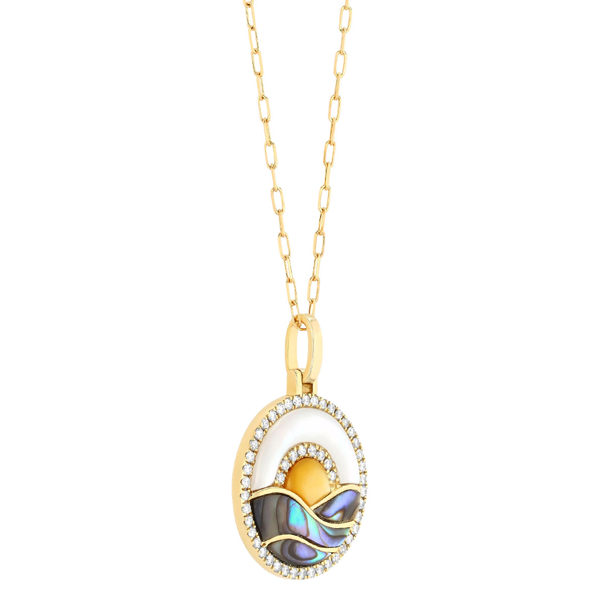 Frederic Sage Mixed Gemstone & Diamond Sunset Pendant in Yellow Gold, 18
