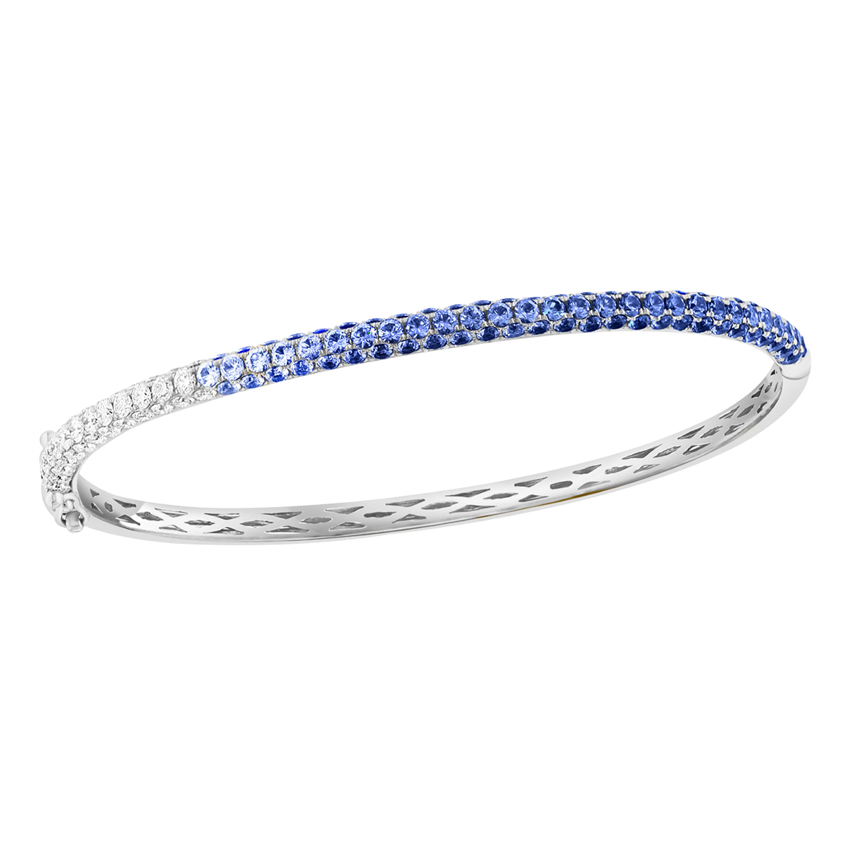 David Kord Sapphire & Diamond Pave Ombre Bangle Bracelet in 18K White Gold