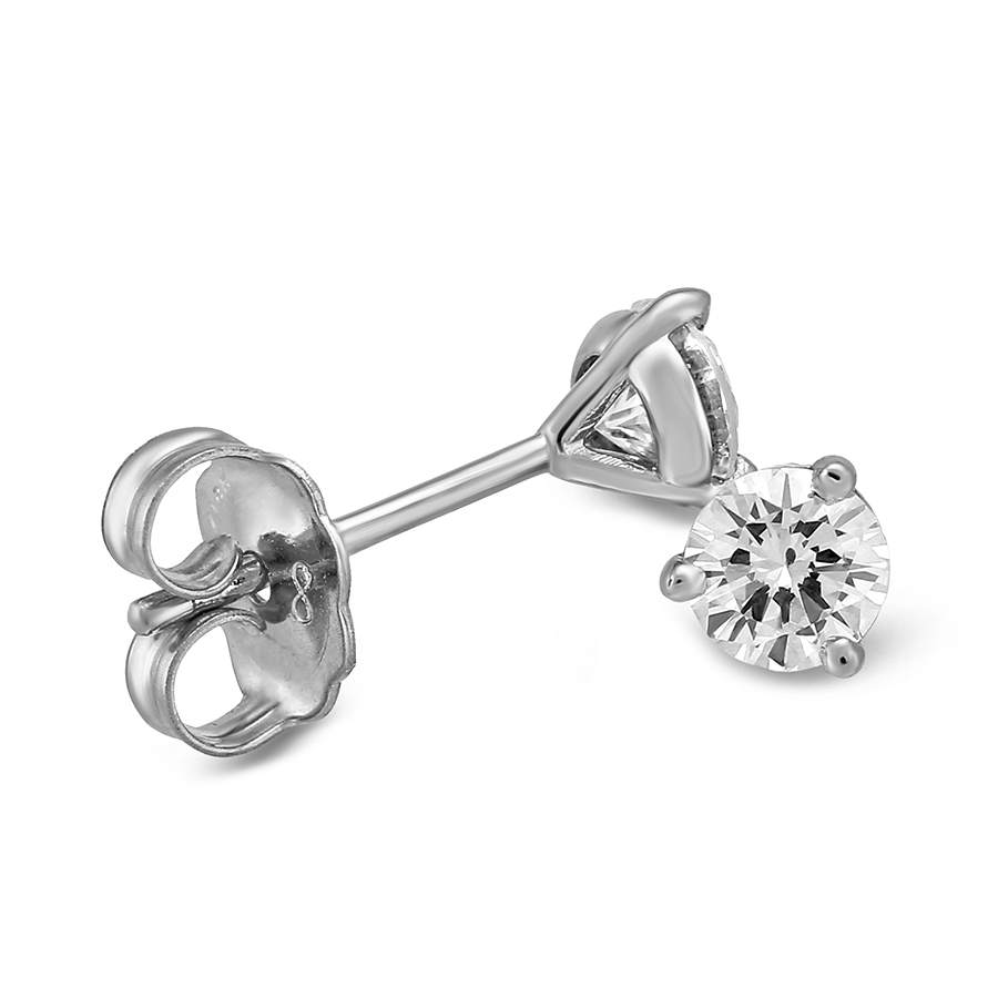 Platinum Round Diamond Stud Earrings, 0.40cttw