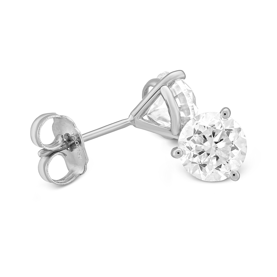Platinum Round Diamond Stud Earrings, 2.00cttw