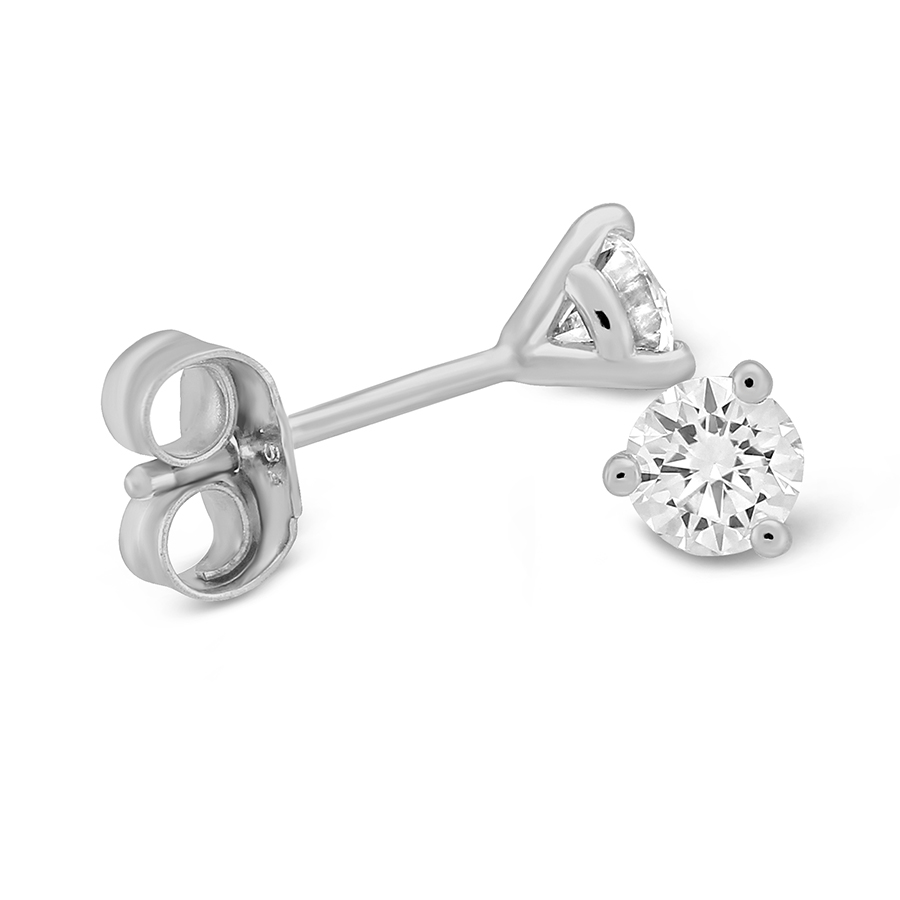 Platinum Round Diamond Stud Earrings, 0.35cttw