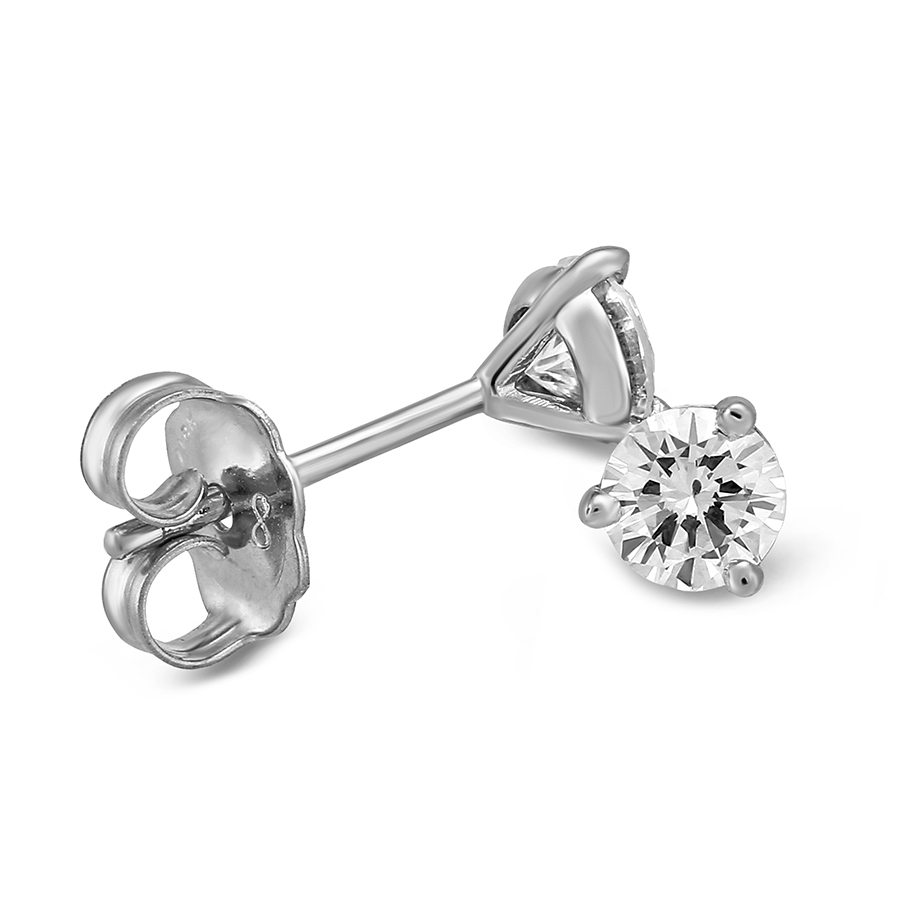 Platinum Round Diamond Stud Earrings, 0.40cttw