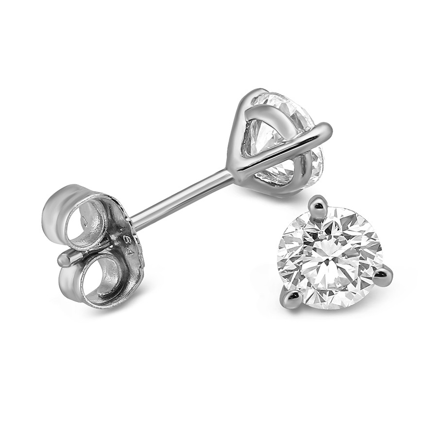 Platinum Round Diamond Stud Earrings, 0.75cttw