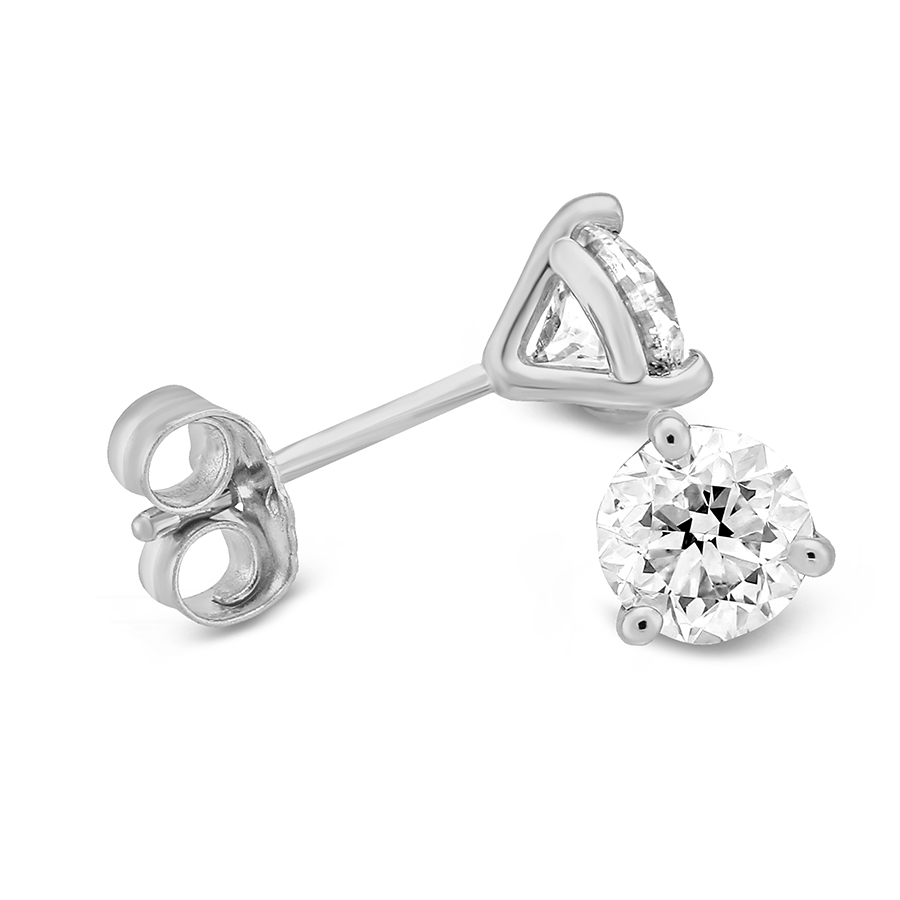 Platinum Round Diamond Stud Earrings, 1.00cttw