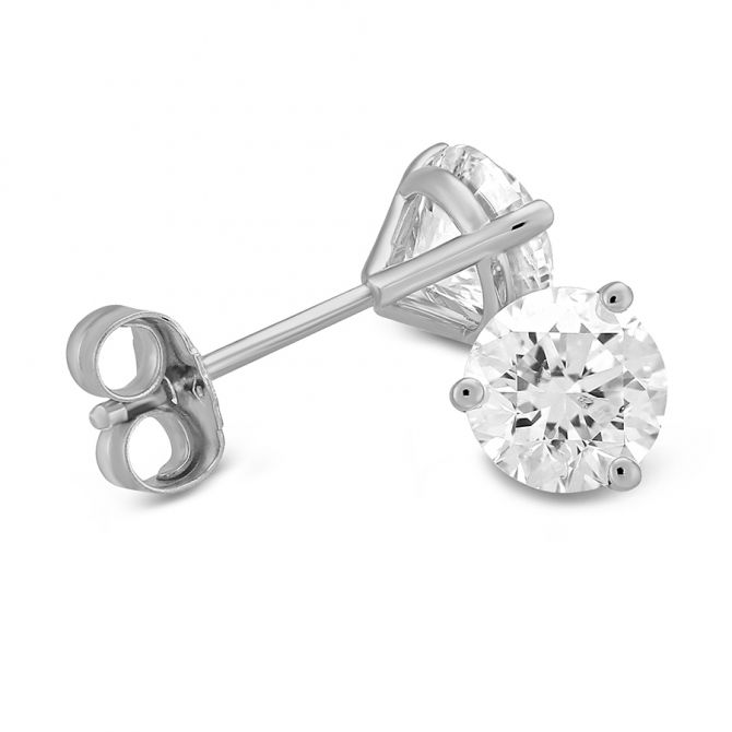 Platinum Round Diamond Studs, 1.60 cttw