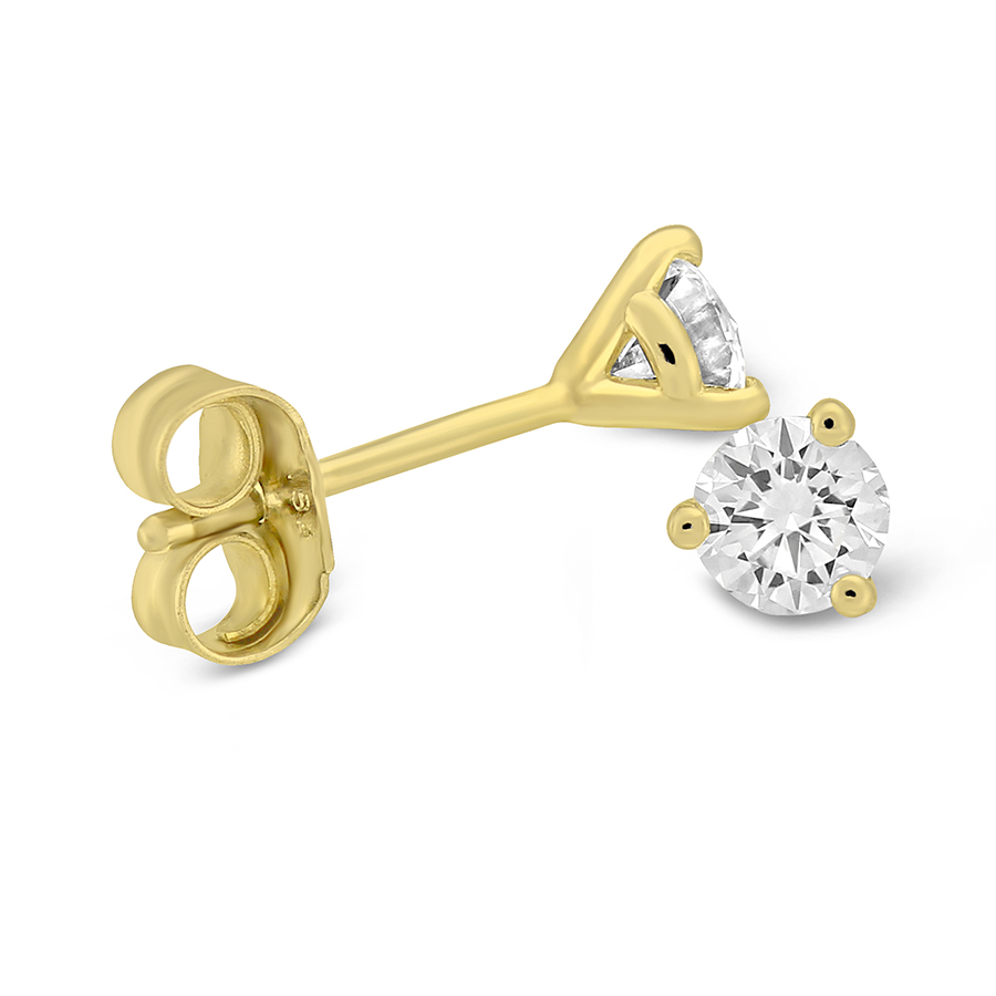 18K Yellow Gold Round Diamond Stud Earrings, 0.35cttw