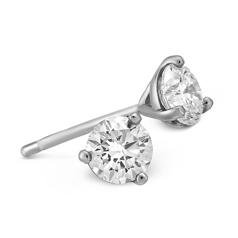 Round Diamond Stud Earrings in White Gold, 0.85cttw