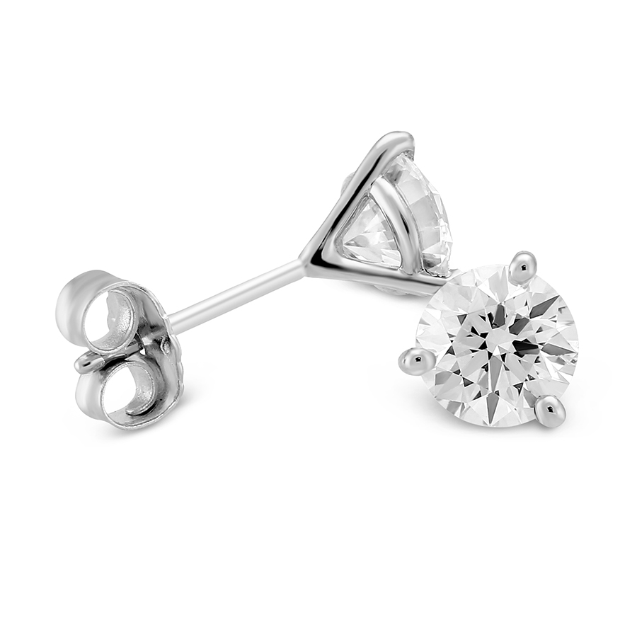 18K White Gold Round Diamond Stud Earrings, 1.25cttw