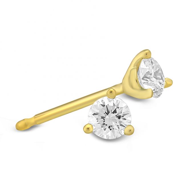 18K Yellow Gold Round Diamond Stud Earrings, 0.25cttw