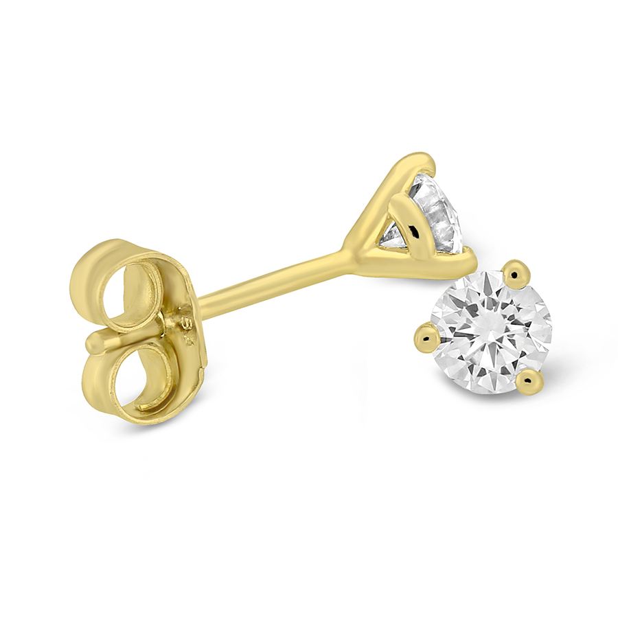 Round Diamond Stud Earrings in Yellow Gold, 0.35 cttw