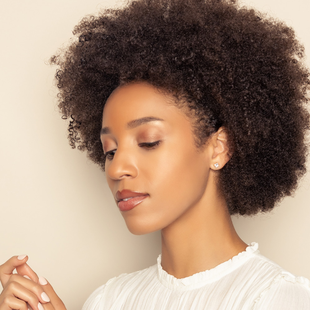 Princess Diamond Stud Earrings in 18K White Gold, IJ/I1, .90 cttw