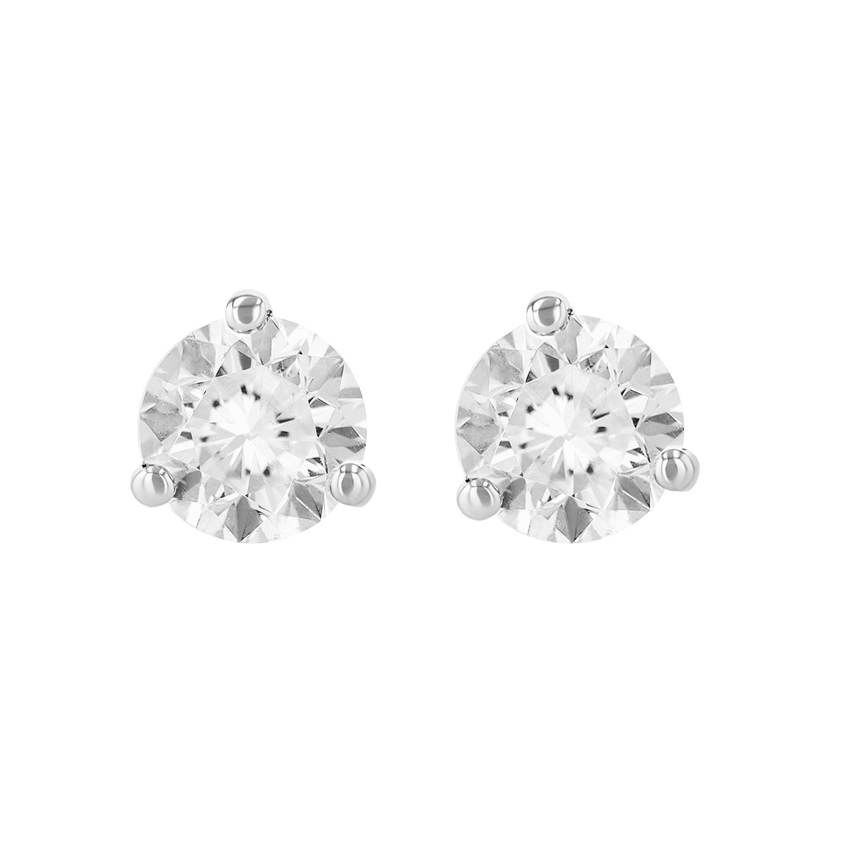 Round Diamond Stud Earrings in White Gold, 1.80 cttw